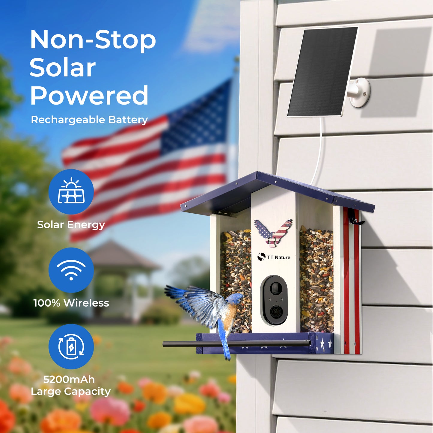 TT Nature National Flag Smart Bird Feeder with Camera