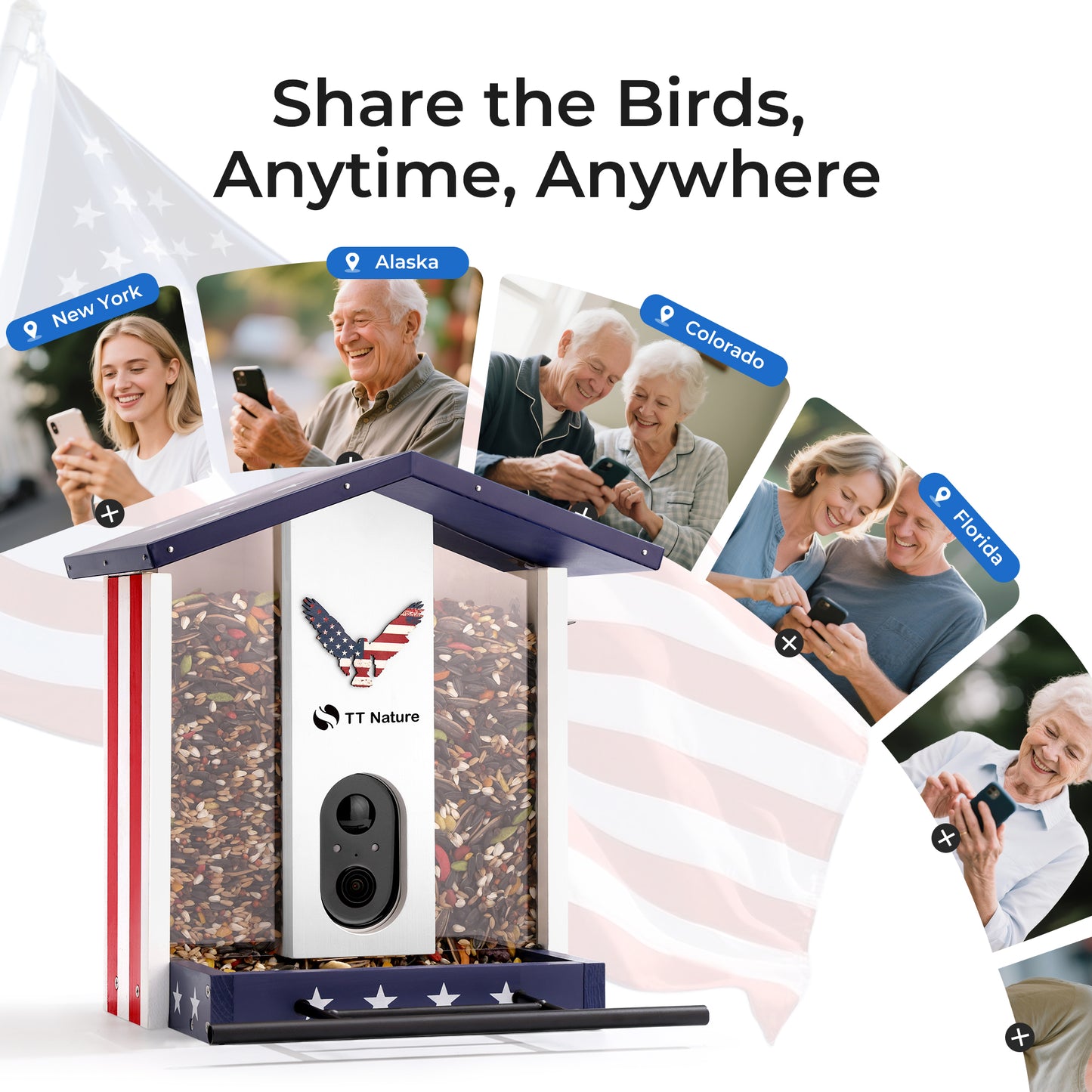 TT Nature National Flag Smart Bird Feeder with Camera