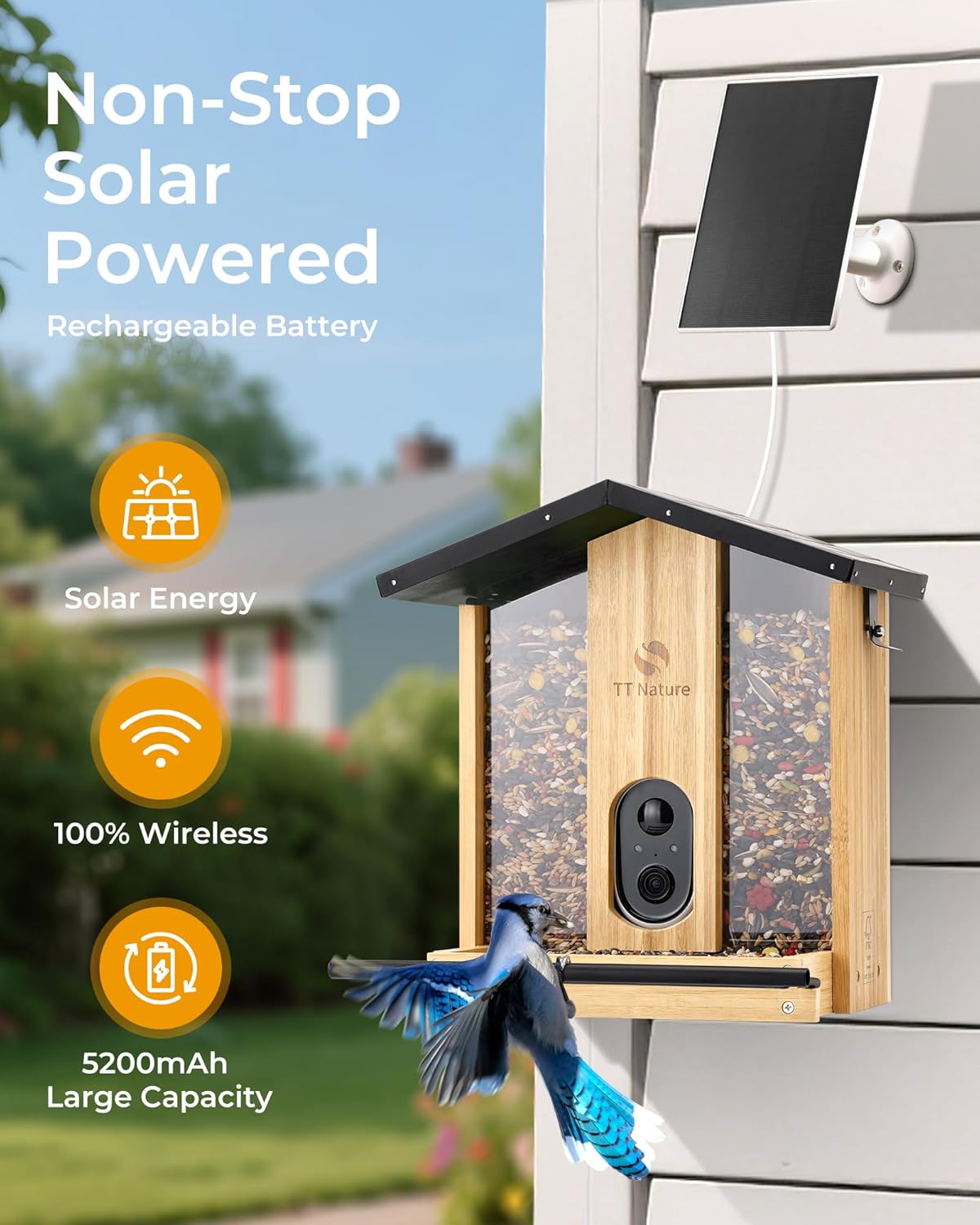 TT Nature Smart Bird Feeder with AI Camera - Ideal Birdwatching Gift for Nature Lovers