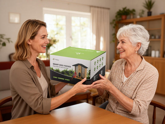 A woman gave her mother a TTNature bird feeder as a gift.