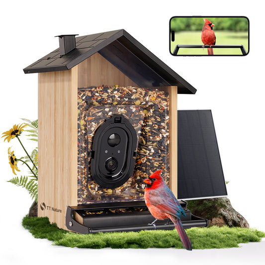 TT Nature wooden Squirrel-Proof Bird Feeder with Camera