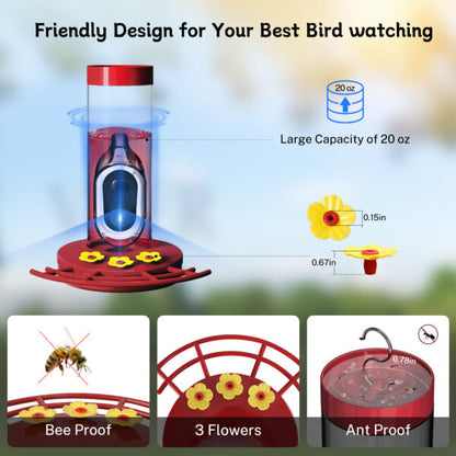 Smart Solar Hummingbird Feeder with AI Camera (20 oz)