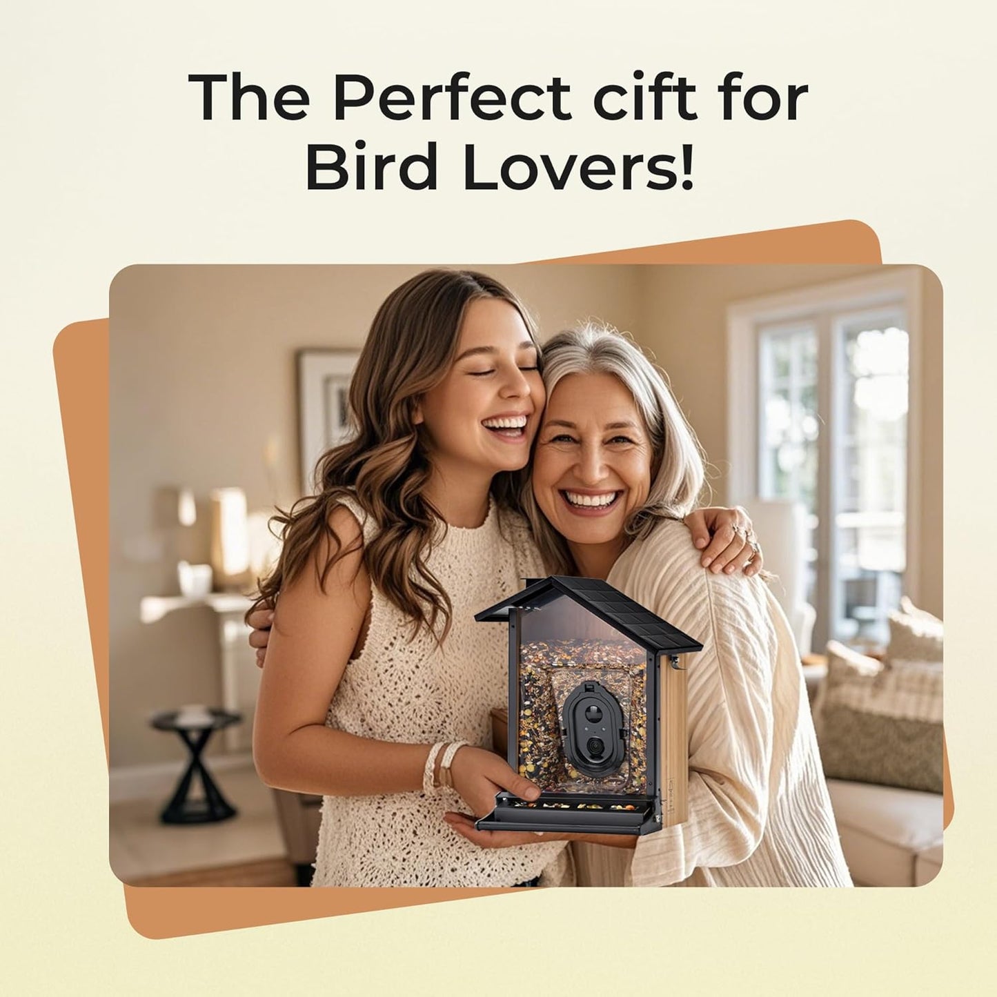 TT Nature Solar Camera Bird Feeder – 2K HD Live Video, AI Bird Recognition & Instant Alerts, Squirrel-Proof, 3.2L Bamboo