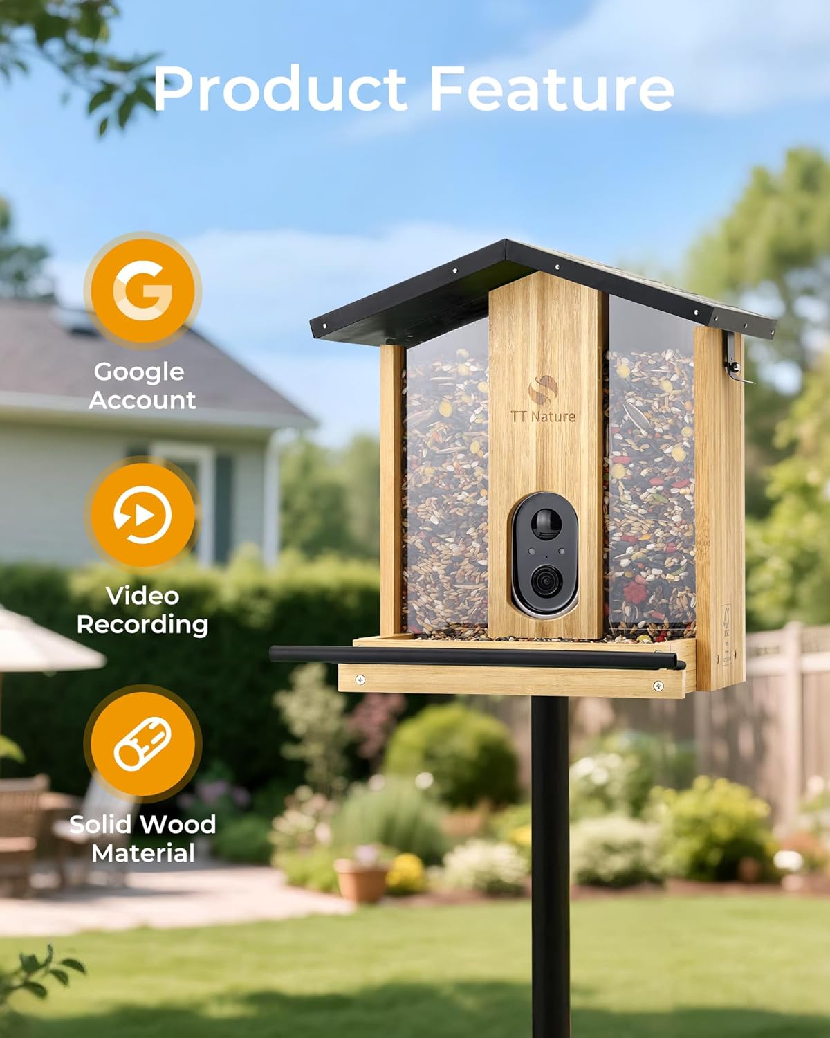 TT Nature Smart Bird Feeder with AI Camera - Ideal Birdwatching Gift for Nature Lovers