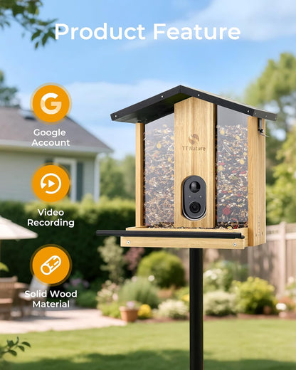 TT Nature Smart Bird Feeder with AI Camera - Ideal Birdwatching Gift for Nature Lovers
