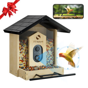 Bird Feeder with Camera, Upgraded 1.5L Smart Bird Feeder with AI Identify for 10000+ Bird Species, Auto Capture Bird & Real-time Notifications, Ideal Gift for Bird Lovers (Iron Roof)